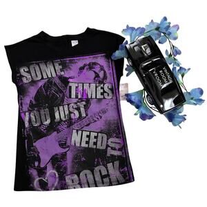 Total Girl NWT Black Graphic Shirt Girls L (10/12)